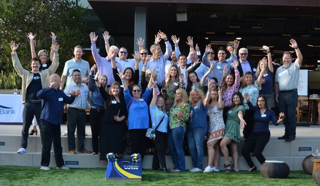 Team celebrating together at a company event